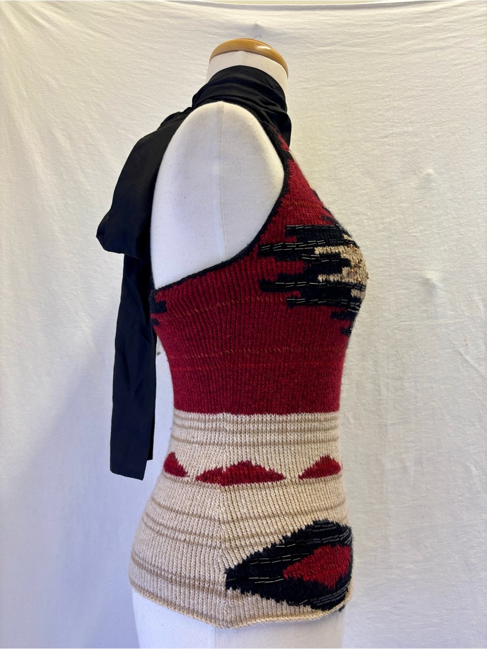 Ralph Lauren Archival 2011 Beacon Blanket Hand Knit Beaded Halter Top Silk Scarf - Picture 8 of 10